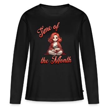 Menstruation: Zeit Des Monats Ausdruck - Frauen Premium Bio Langarmshirt - Schwarz - Vorne - Julia (174cm)
