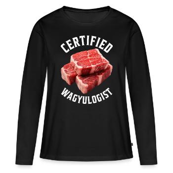 Wagyu Steak - T-shirt manches longues Premium bio Femme - noir - Devant - Julia (174cm)