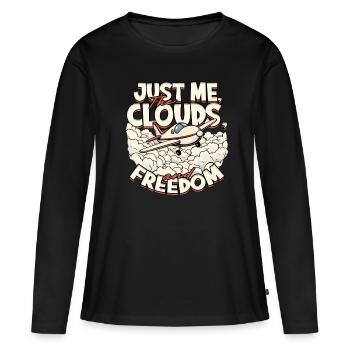 First solo flight pilot - Women's Premium Organic Long Sleeve Shirt - black - Front - Julia (174cm)