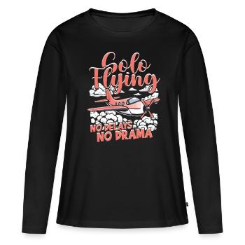 First Solo Flight Pilot Solo Flying No Delays - Women's Premium Organic Long Sleeve Shirt - black - Front - Julia (174cm)