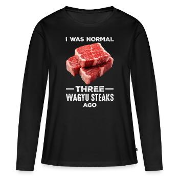 Wagyu Steak - T-shirt manches longues Premium bio Femme - noir - Devant - Julia (174cm)