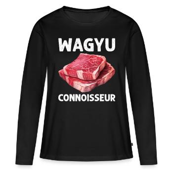 Wagyu Steak - T-shirt manches longues Premium bio Femme - noir - Devant - Julia (174cm)
