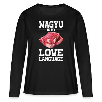 Wagyu Steak - T-shirt manches longues Premium bio Femme - noir - Devant - Julia (174cm)