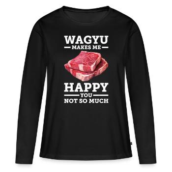 Wagyu Steak - T-shirt manches longues Premium bio Femme - noir - Devant - Julia (174cm)