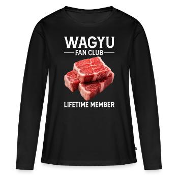 Wagyu Steak - T-shirt manches longues Premium bio Femme - noir - Devant - Julia (174cm)