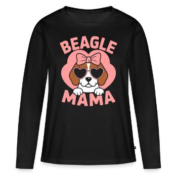 Beagle Mama Hund Mutter Lustiges Beagle Geschenk - Frauen Premium Bio Langarmshirt - Schwarz - Vorne - Julia (174cm)
