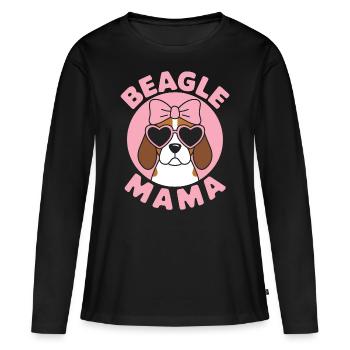 Beagle Mama Hund Mutter Lustiges Beagle Geschenk - Frauen Premium Bio Langarmshirt - Schwarz - Vorne - Julia (174cm)