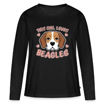 Beagle Mädchen Hunde Lustiges Beagle Geschenk - Frauen Premium Bio Langarmshirt - Schwarz - Vorne - Julia (174cm)