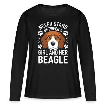 Beagle Mädchen Hunde Lustiges Beagle Geschenk - Frauen Premium Bio Langarmshirt - Schwarz - Vorne - Julia (174cm)