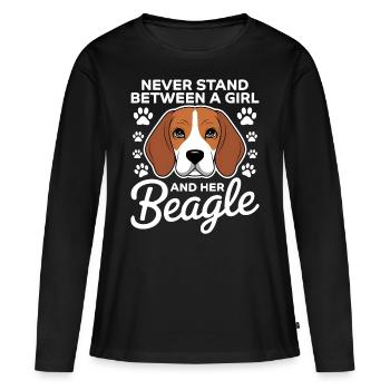 Beagle Mädchen Hunde Lustiges Beagle Geschenk - Frauen Premium Bio Langarmshirt - Schwarz - Vorne - Julia (174cm)