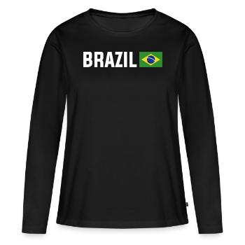 Brazil Brazil shirt Brazilian Rio de Janeirao - Women's Premium Organic Long Sleeve Shirt - black - Front - Julia (174cm)
