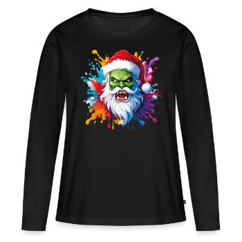 12 gouttes de peinture Zombie Screaming Santa Claus - T-shirt manches longues Premium bio Femme - noir - Devant - Julia (174cm)