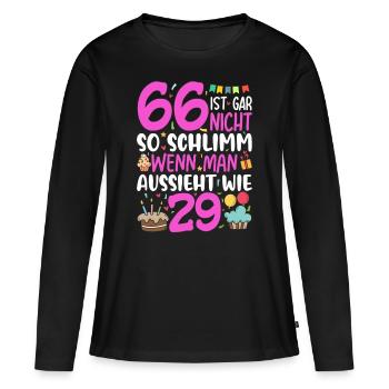 66 isn't so bad - Women's Premium Organic Long Sleeve Shirt - black - Front - Julia (174cm)