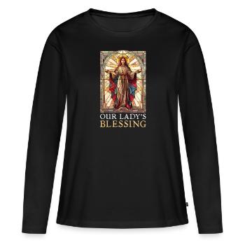 Bénédiction de la Vierge Marie - T-shirt manches longues Premium bio Femme - noir - Devant - Julia (174cm)