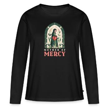 Vierge Marie Mère de la Miséricorde - T-shirt manches longues Premium bio Femme - noir - Devant - Julia (174cm)