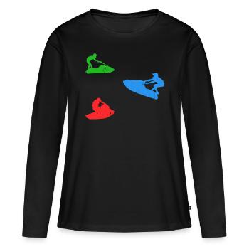 Silhouette de jet ski Silhouette de jet ski Jet ski - T-shirt manches longues Premium bio Femme - noir - Devant - Julia (174cm)