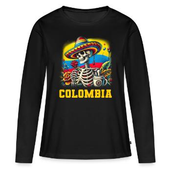 Kolumbien Colombia Medellin Urlaub Bogota Cali - Frauen Premium Bio Langarmshirt - Schwarz - Vorne - Julia (174cm)