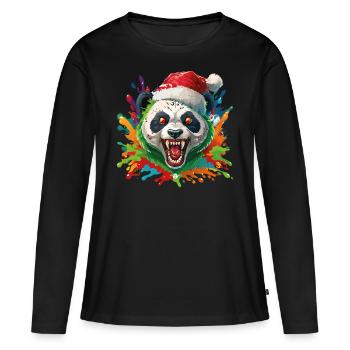 16 Zombie Panda Bear Père Noël Gouttes de couleur - T-shirt manches longues Premium bio Femme - noir - Devant - Julia (174cm)