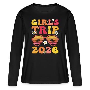 Voyage entre filles 2026 - T-shirt manches longues Premium bio Femme - noir - Devant - Julia (174cm)