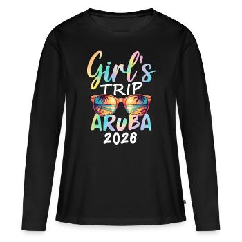 Voyage entre filles à Aruba 2026 - T-shirt manches longues Premium bio Femme - noir - Devant - Julia (174cm)