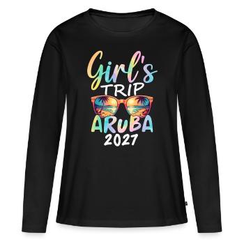 Voyage entre filles à Aruba 2027 - T-shirt manches longues Premium bio Femme - noir - Devant - Julia (174cm)