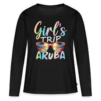 Voyage entre filles à Aruba - T-shirt manches longues Premium bio Femme - noir - Devant - Julia (174cm)