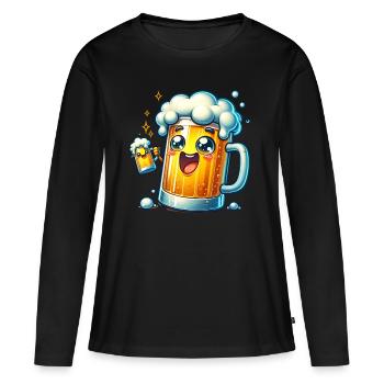 Cheerful beer mug with foam - Women's Premium Organic Long Sleeve Shirt - black - Front - Julia (174cm)