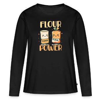 Puissance de la farine de cuisson - T-shirt manches longues Premium bio Femme - noir - Devant - Julia (174cm)
