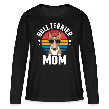 Bull Terrier Dire Drôle Bull Terrier Cadeau - T-shirt manches longues Premium bio Femme - noir - Devant - Julia (174cm)