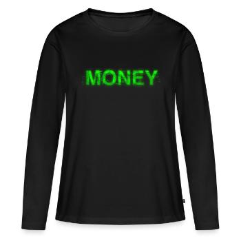 Money and shares - Women's Premium Organic Long Sleeve Shirt - black - Front - Julia (174cm)