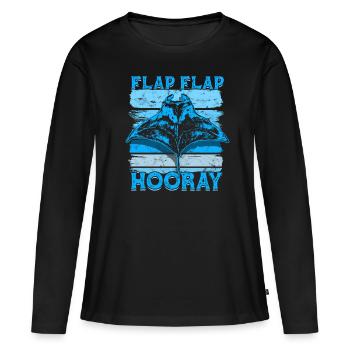Manta Ray Stingray Flap Flap Hooray - Women's Premium Organic Long Sleeve Shirt - black - Front - Julia (174cm)