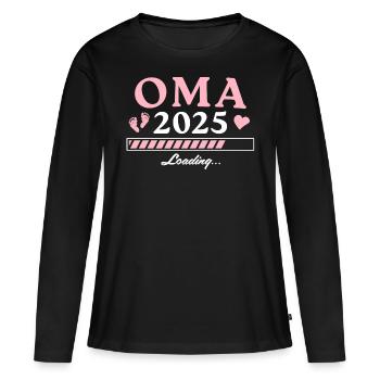 Oma 2025 loading Schwangerschaft verkünden - Frauen Premium Bio Langarmshirt - Schwarz - Vorne - Julia (174cm)