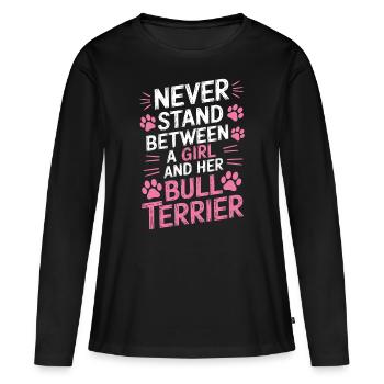 Bull Terrier Dire Drôle Bull Terrier Cadeau - T-shirt manches longues Premium bio Femme - noir - Devant - Julia (174cm)