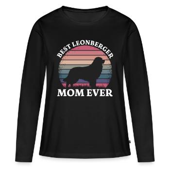 Leonberger disant drôle Leonberger cadeau - T-shirt manches longues Premium bio Femme - noir - Devant - Julia (174cm)