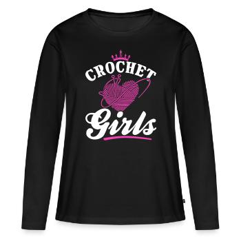 Crochet fille crochet crochet crochet - Crochet filles - T-shirt manches longues Premium bio Femme - noir - Devant - Julia (174cm)