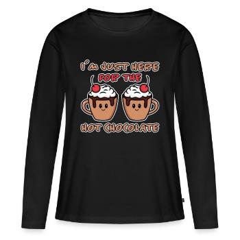 Cacao Dicton Chocolat Chaud Fun Cacao Cadeau - T-shirt manches longues Premium bio Femme - noir - Devant - Julia (174cm)