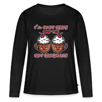 Cacao Dicton Chocolat Chaud Fun Cacao Cadeau - T-shirt manches longues Premium bio Femme - noir - Devant - Julia (174cm)