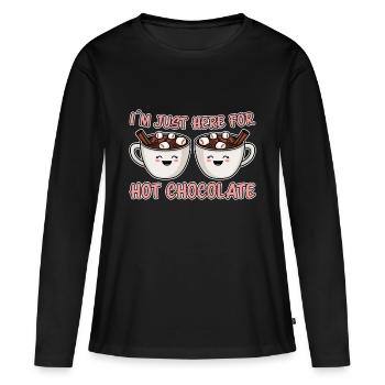 Cacao Dicton Chocolat Chaud Fun Cacao Cadeau - T-shirt manches longues Premium bio Femme - noir - Devant - Julia (174cm)