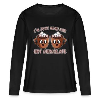 Cacao Dicton Chocolat Chaud Fun Cacao Cadeau - T-shirt manches longues Premium bio Femme - noir - Devant - Julia (174cm)