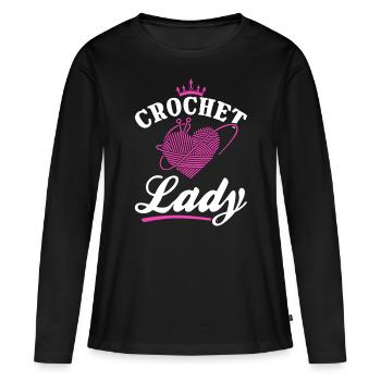Crochet Fille Crochet Crochet - Crochet Lady - T-shirt manches longues Premium bio Femme - noir - Devant - Julia (174cm)