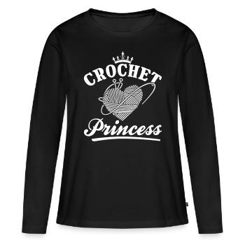 Crochet fille crocheteuse crochet - Crochet Prince - T-shirt manches longues Premium bio Femme - noir - Devant - Julia (174cm)