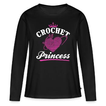 Crochet fille crochet crochet crochet - Crochet Prince - T-shirt manches longues Premium bio Femme - noir - Devant - Julia (174cm)