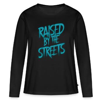 Élevé dans la rue - T-shirt manches longues Premium bio Femme - noir - Devant - Julia (174cm)