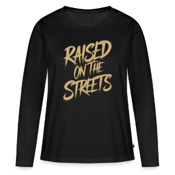Élevé dans la rue - T-shirt manches longues Premium bio Femme - noir - Devant - Julia (174cm)