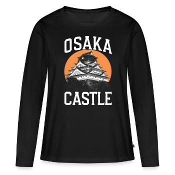Château d’Osaka, Japon - T-shirt manches longues Premium bio Femme - noir - Devant - Julia (174cm)
