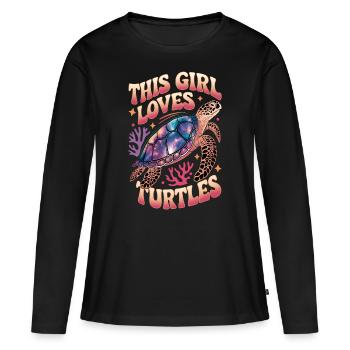 Turtle Saying Funny Turtles Gift - Women's Premium Organic Long Sleeve Shirt - black - Front - Julia (174cm)