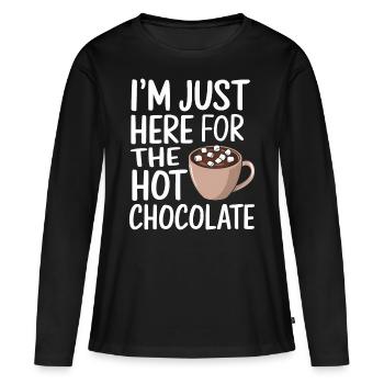 Cacao Dicton Chocolat Chaud Fun Cacao Cadeau - T-shirt manches longues Premium bio Femme - noir - Devant - Julia (174cm)