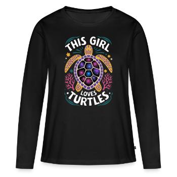 Turtle Saying Funny Turtles Gift - Women's Premium Organic Long Sleeve Shirt - black - Front - Julia (174cm)