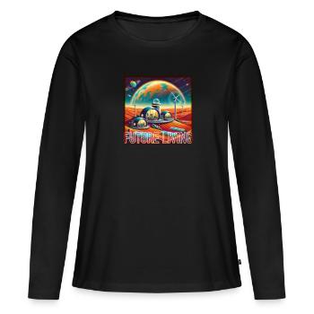 Wohnen in der Zukunft - Frauen Premium Bio Langarmshirt - Schwarz - Vorne - Julia (174cm)