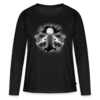 Mouette mouette mystique mouette maritime - T-shirt manches longues Premium bio Femme - noir - Devant - Julia (174cm)
